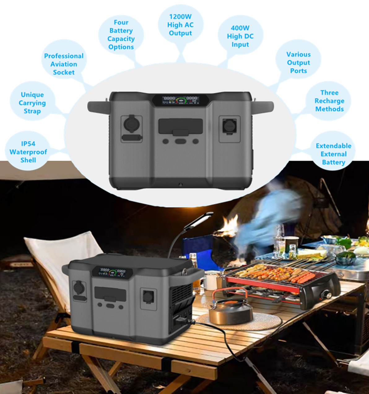 1200W høyytelses solenergigenerator for reservelading